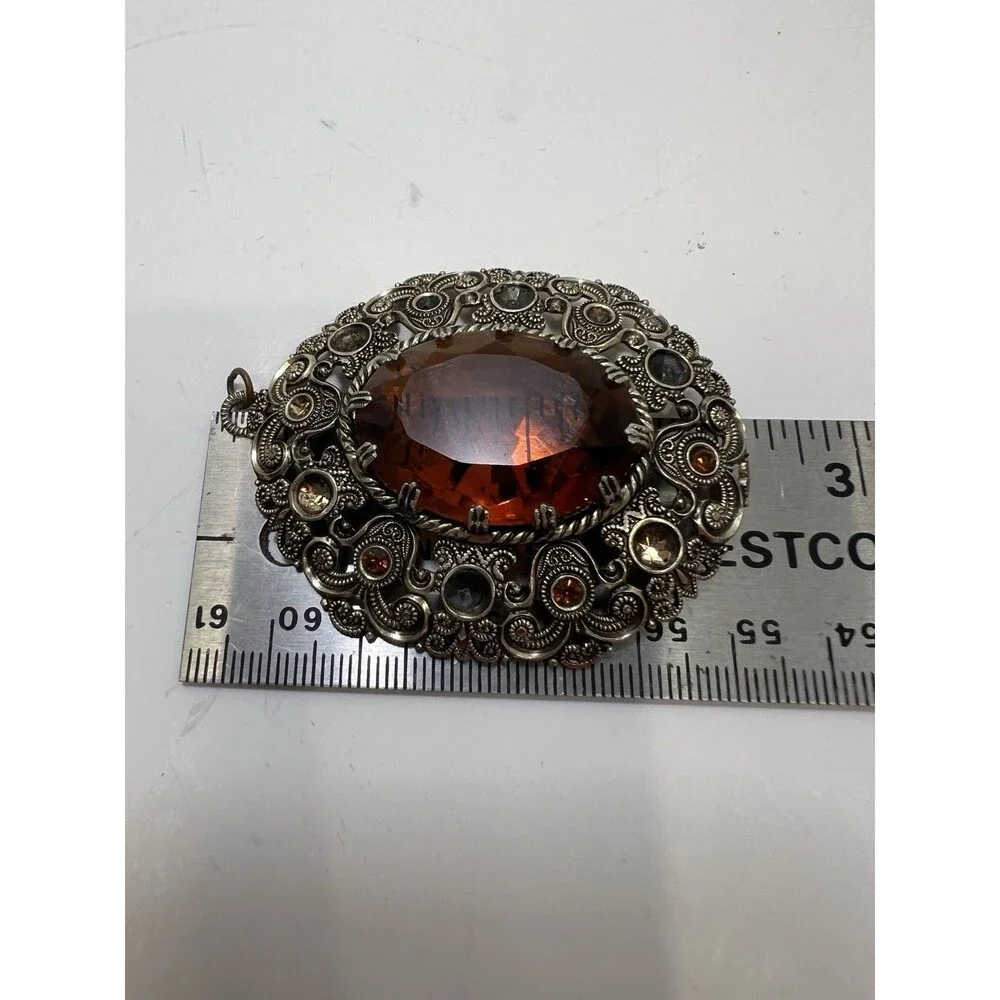 Vintage Lot 6  Pendants Locket Agate Faux Stones Goldtone Silvertone Estate